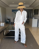 Diffusion by Kate S/M Maggie Linen Long Sleeve Shirt in White