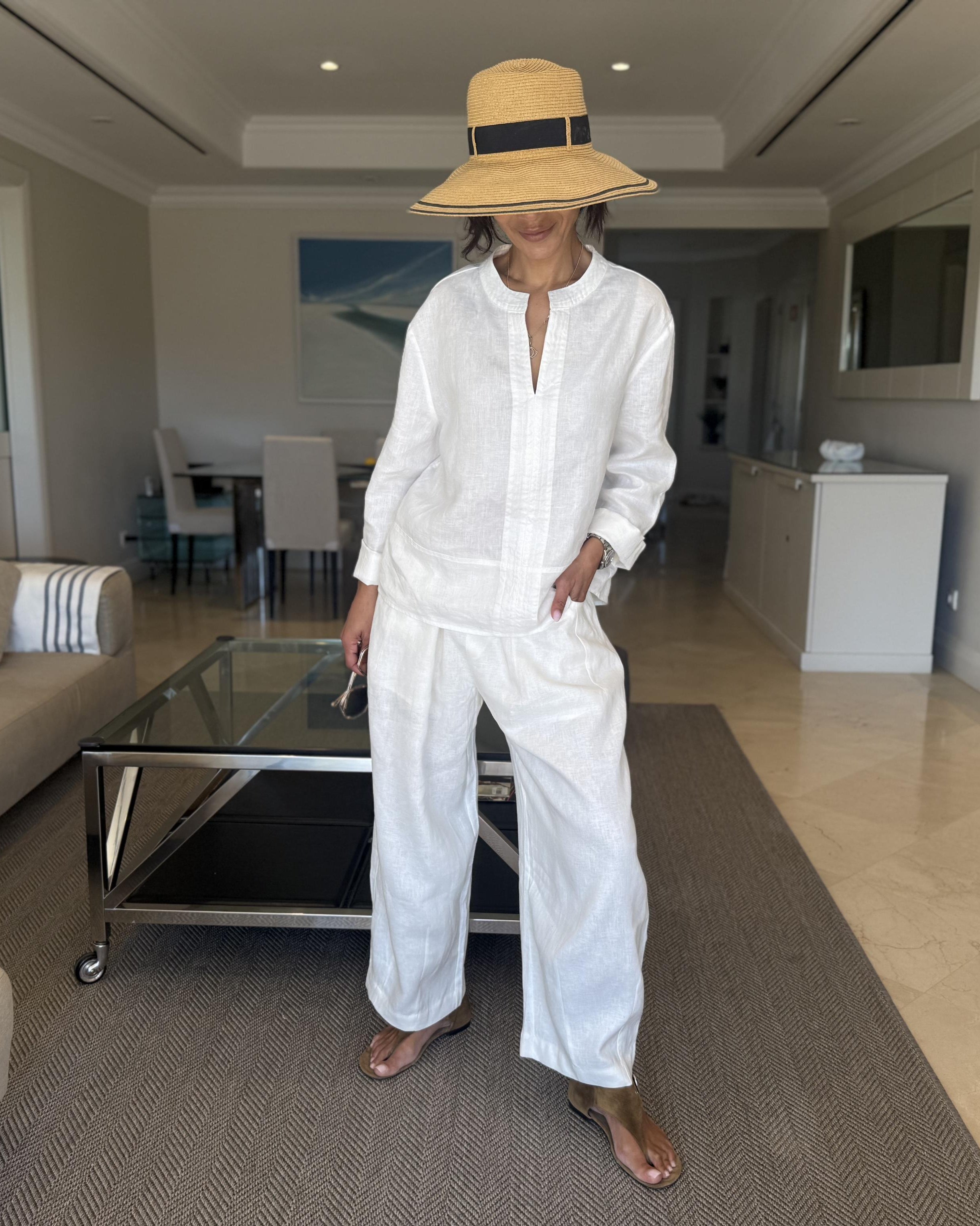 Diffusion by Kate S/M Maggie Linen Long Sleeve Shirt in White