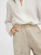 Diffusion by Kate S/M Maggie Linen Long Sleeve Shirt in White
