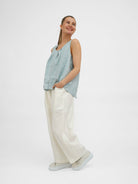 Diffusion by Kate Pants Frankie Pure Linen Wide-Leg Pants in Ecru