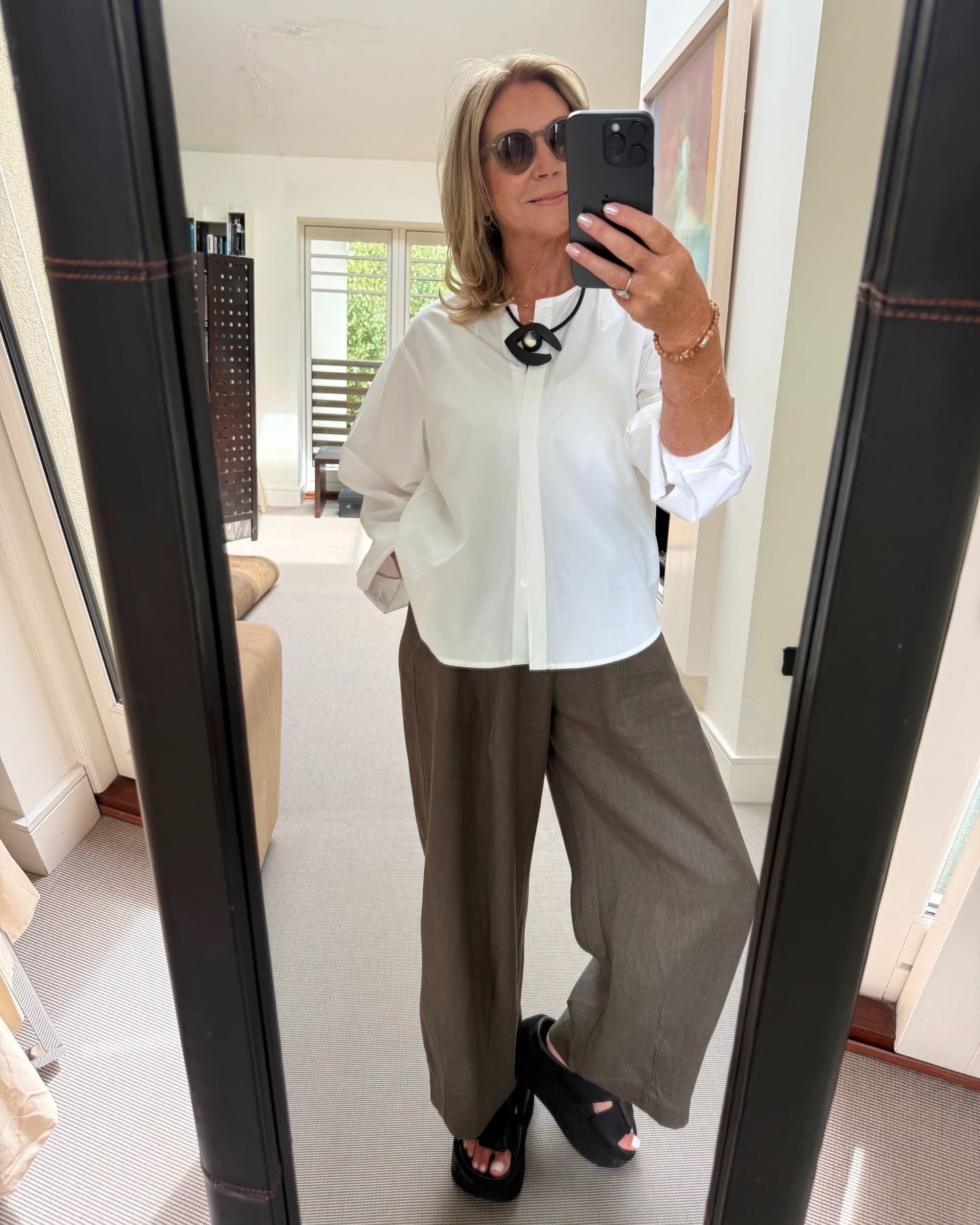 Diffusion by Kate Pants Frankie Pure Linen Wide-Leg Pants in Olive Green
