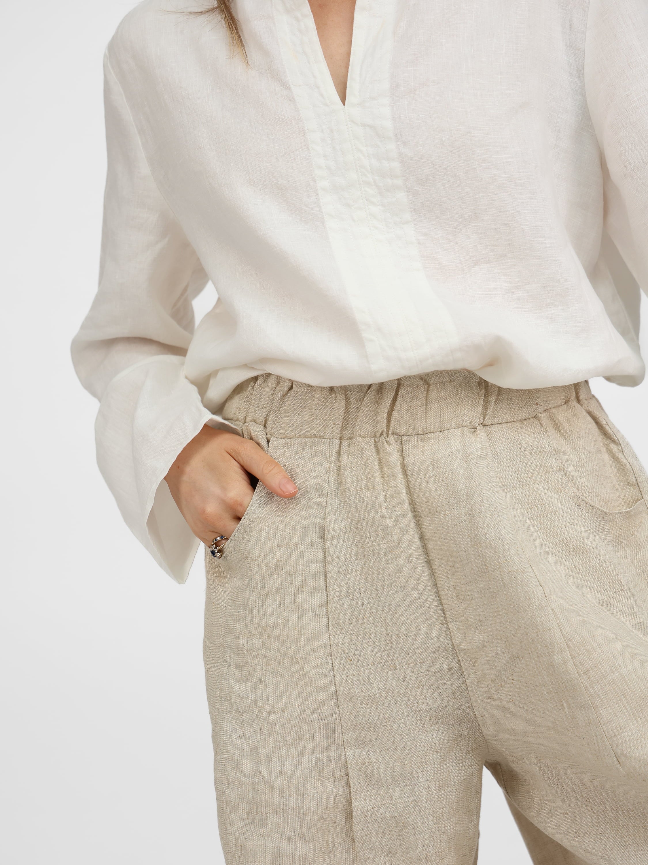 Diffusion by Kate Pants Frankie Pure Linen Wide-Leg Pants in Sand