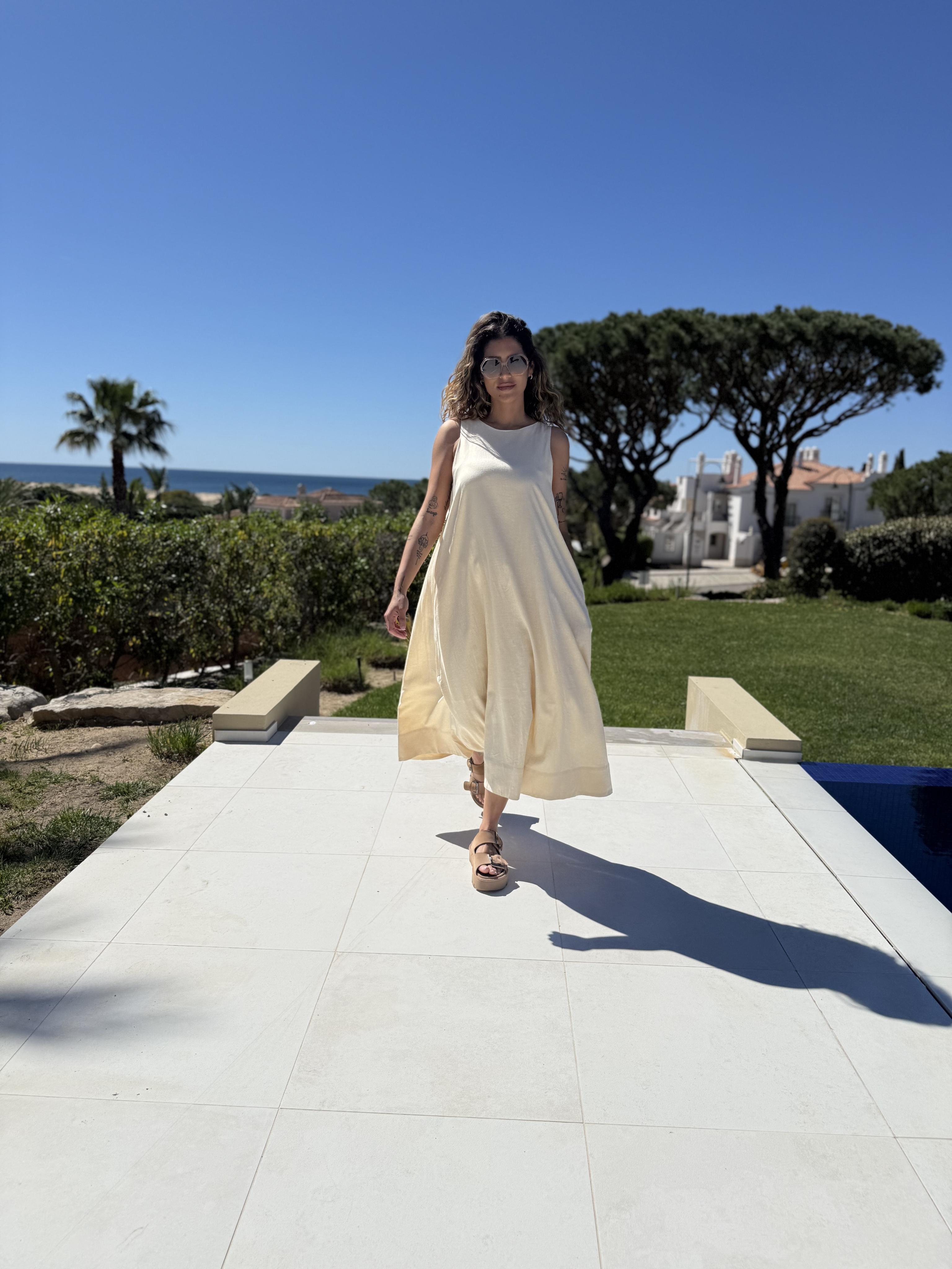 Diffusion by Kate One Size Robin Linen Mix Dress in Vanilla