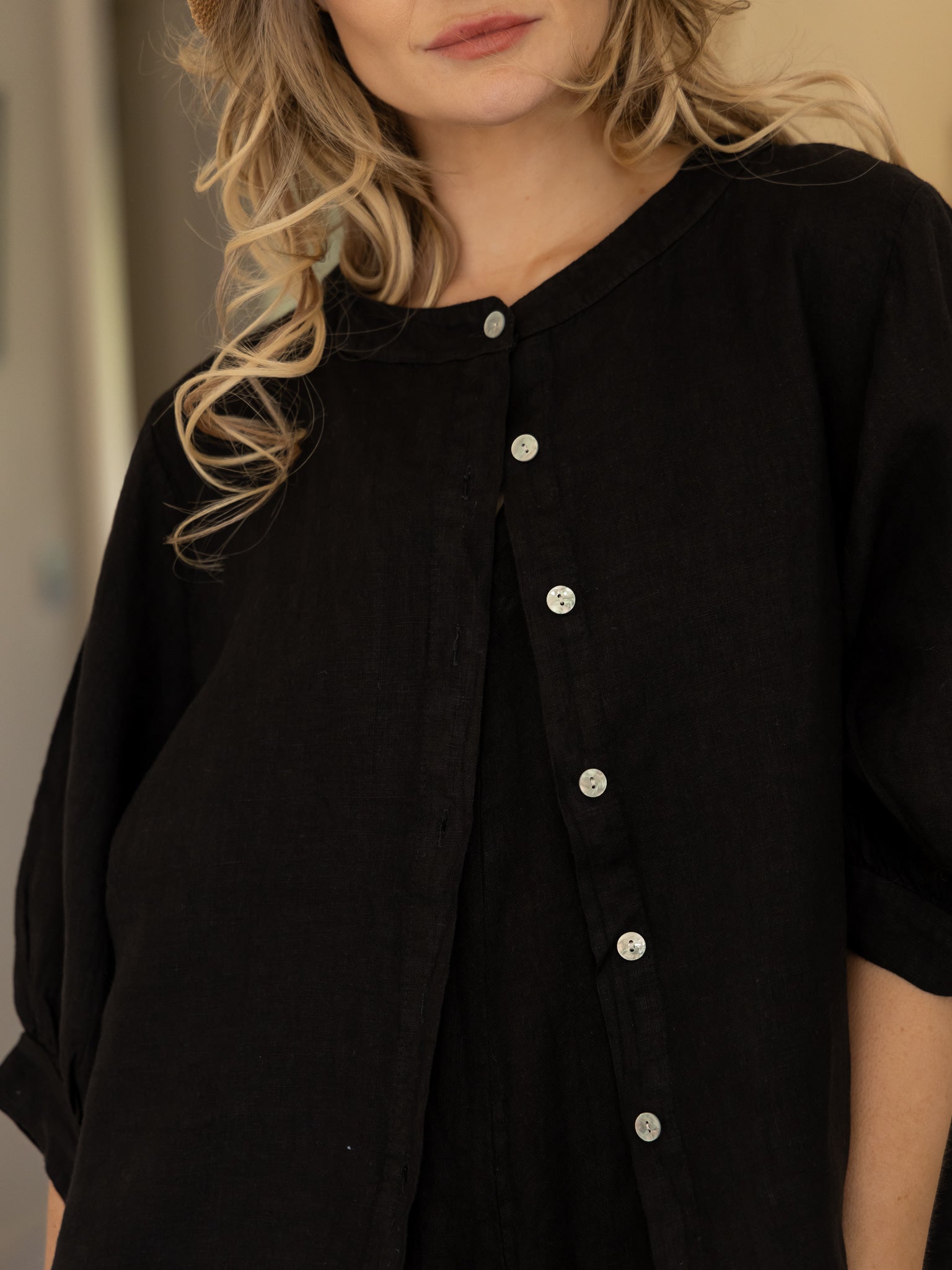Diffusion by Kate Shirt One Size Chloe Linen Shirt In Black