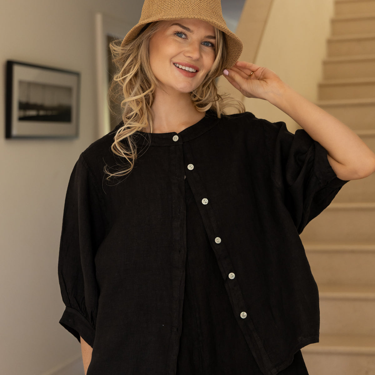 Chloe Pure Linen Shirt In Black – DIFFUSION
