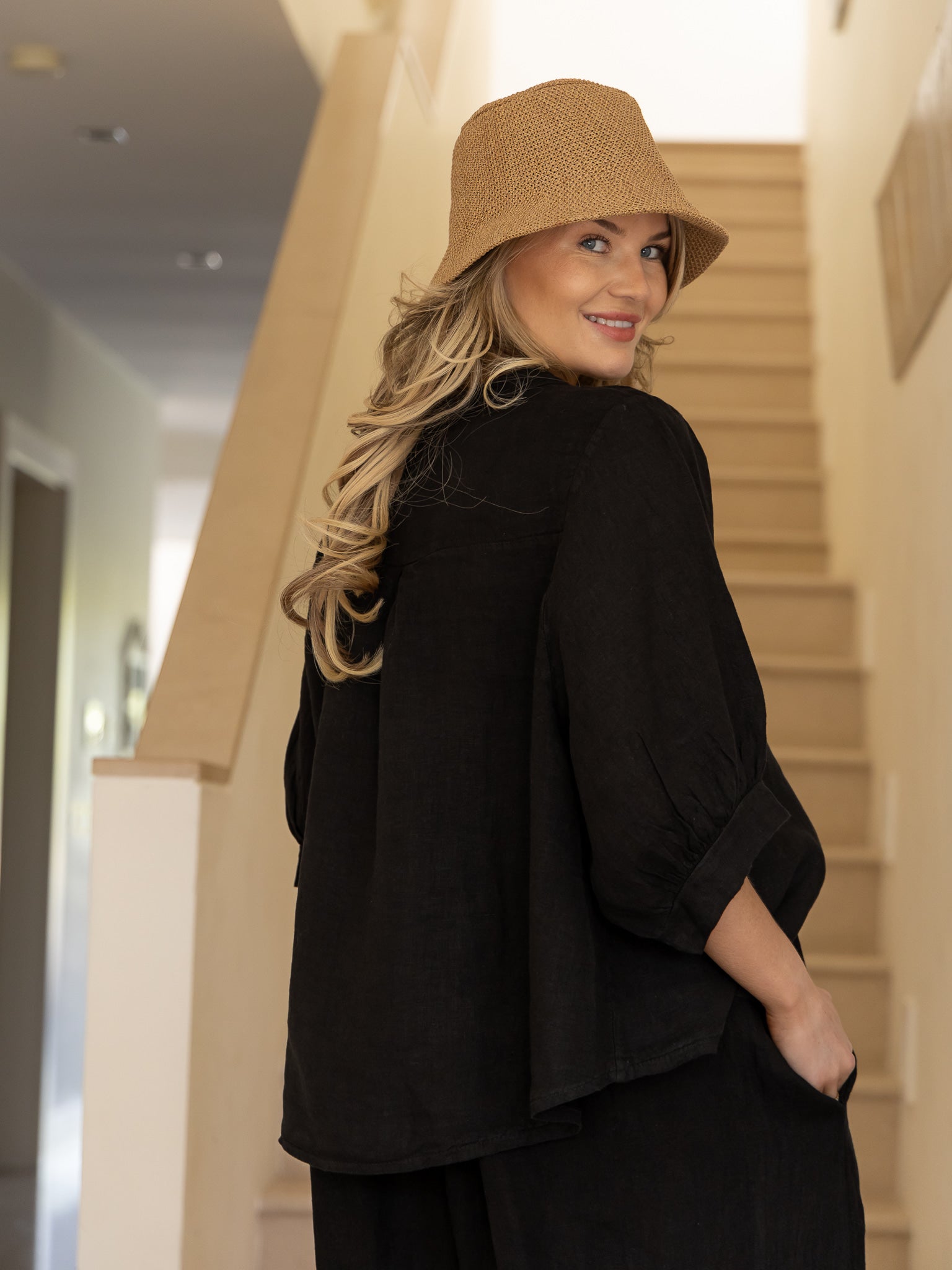 Diffusion by Kate Shirt One Size Chloe Linen Shirt In Black
