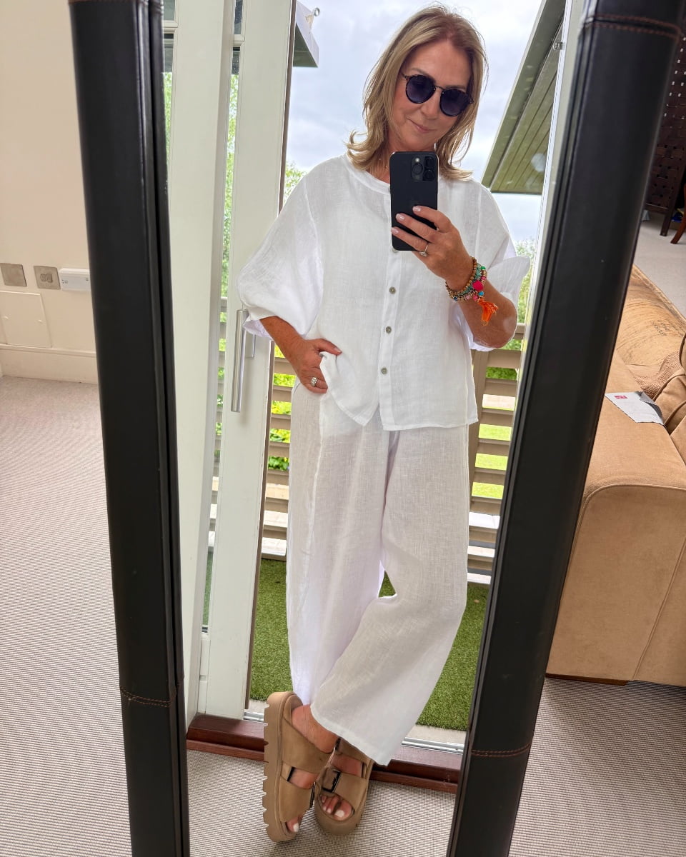Diffusion by Kate Shirt One Size Chloe Pure Linen Shirt In White