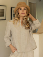 Diffusion by Kate Shirt Maggie Linen Long Sleeve Shirt in Sand