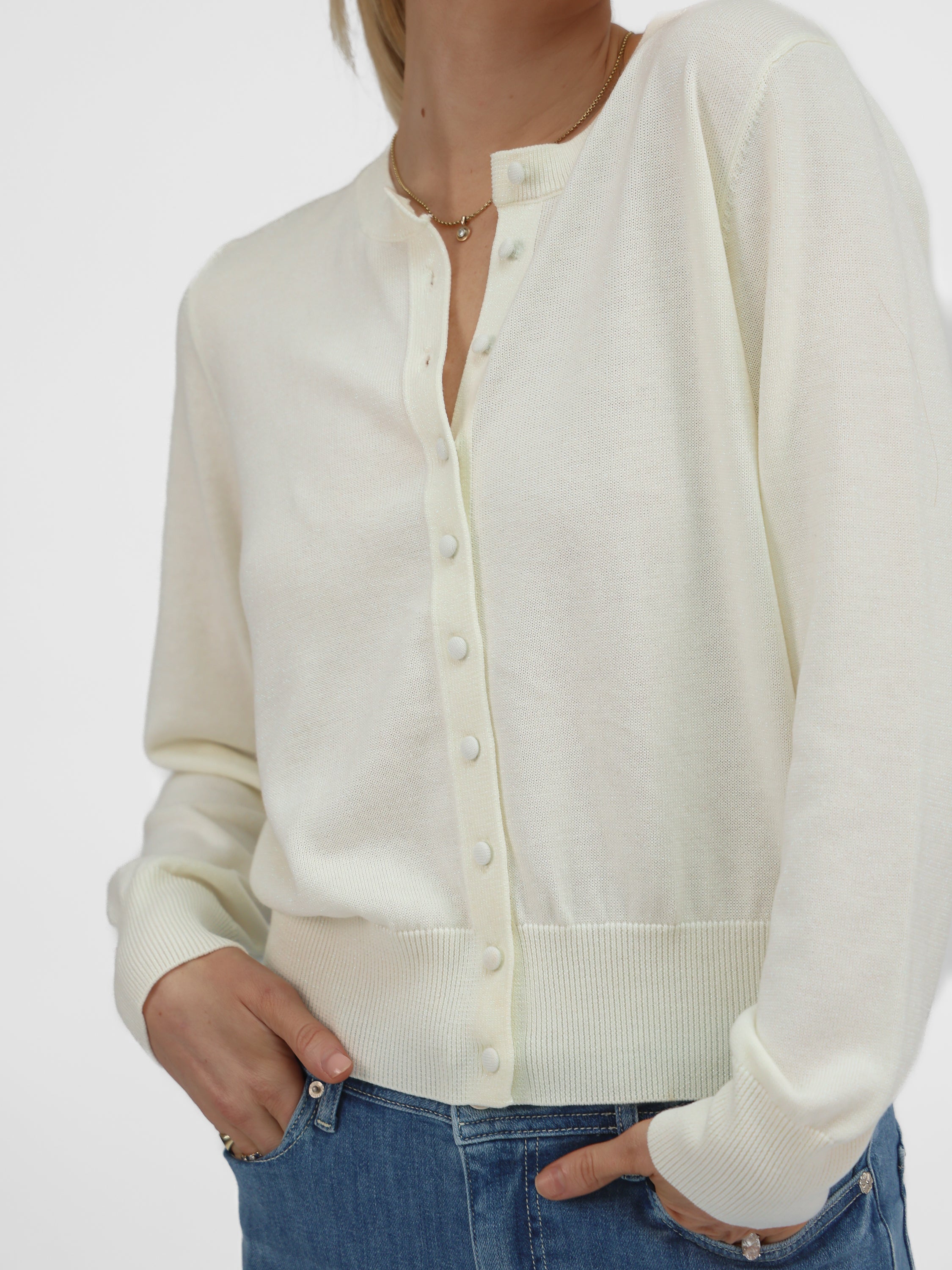 Diffusion by Kate Sweater One Size Ashley Cardigan in Cream