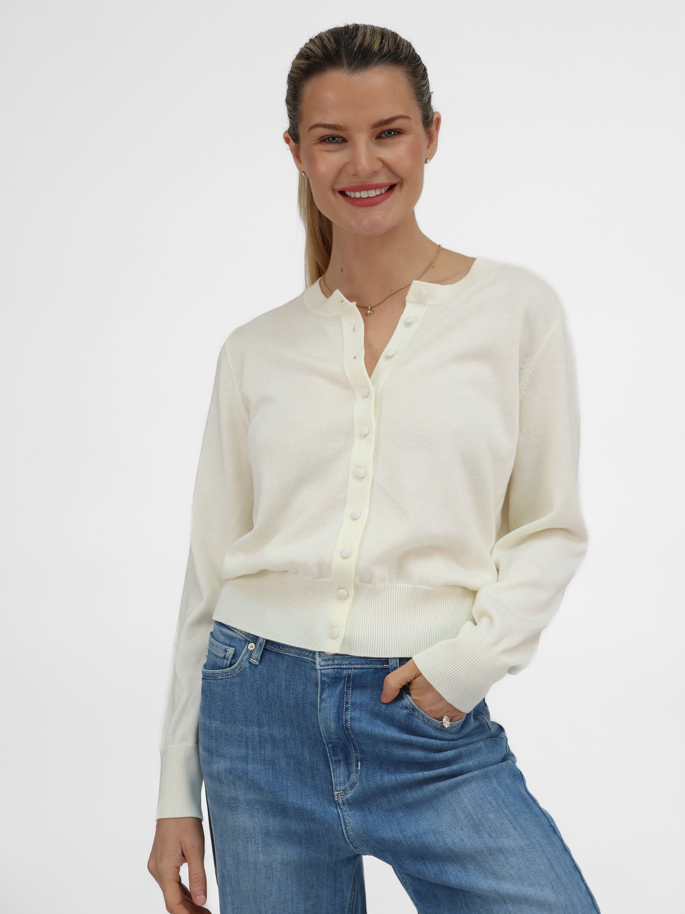 Diffusion by Kate Sweater One Size Ashley Cardigan in Cream