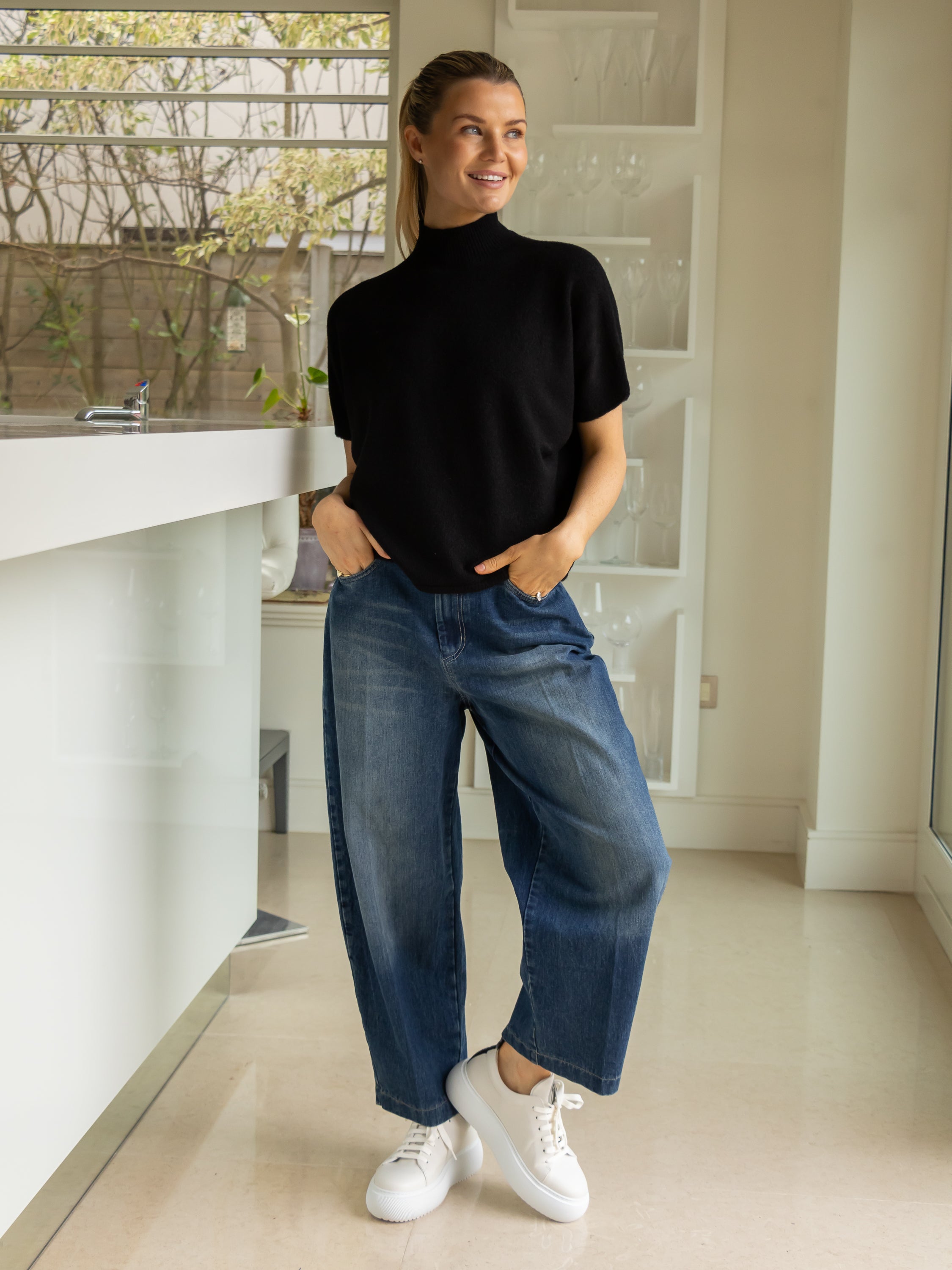 Diffusion by Kate Sweater One Size Grace Crew Neck Sweater in Black