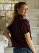 Diffusion by Kate Sweater One Size Grace Crew Sweater in Bordeaux