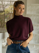 Diffusion by Kate Sweater One Size Grace Crew Sweater in Bordeaux