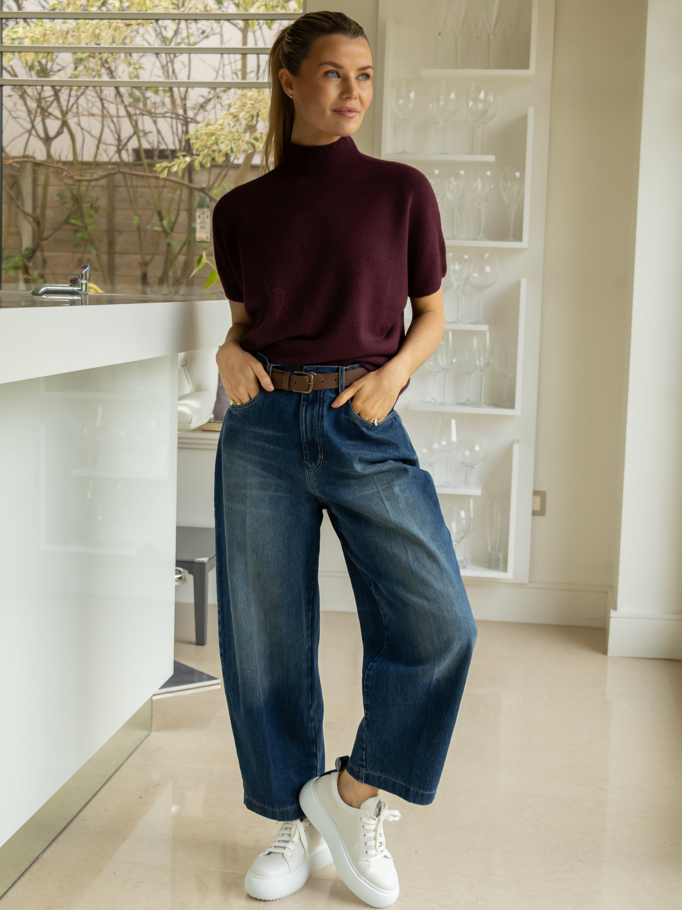 Diffusion by Kate Sweater One Size Grace Crew Sweater in Chocolate