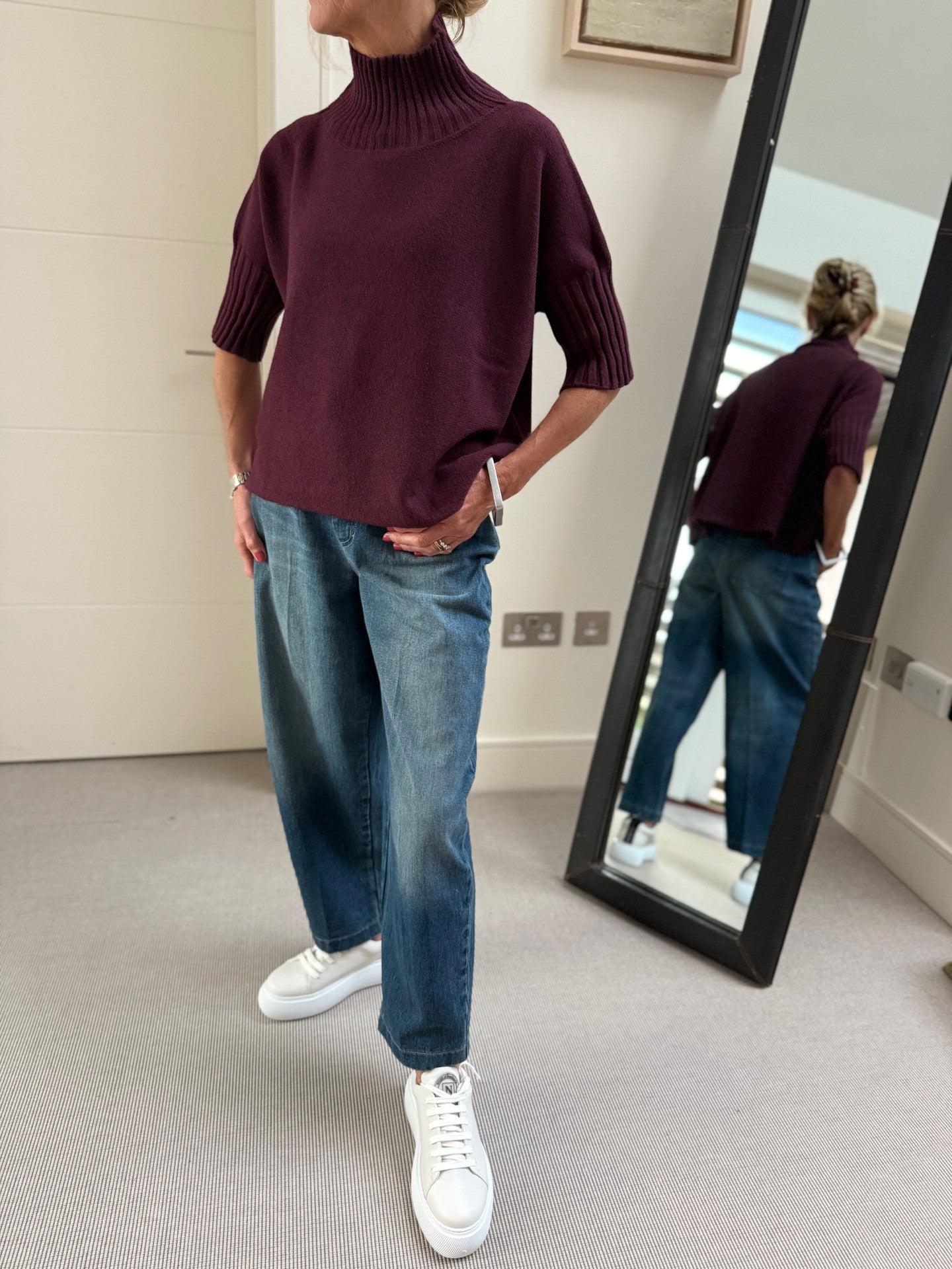 Diffusion by Kate Sweater One Size Josep Classic Sweater In Burgundy