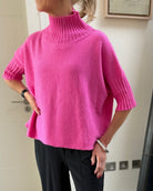 Diffusion by Kate Sweater One Size Josep Classic Sweater In Fuchsia Pink