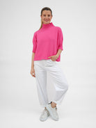 Diffusion by Kate Sweater One Size Josep Classic Sweater In Fuchsia Pink