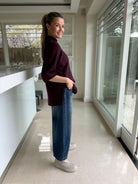 Diffusion by Kate Sweater One Size Josep Dip Back Sweater in Bordeaux