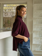 Diffusion by Kate Sweater One Size Josep Dip Back Sweater in Bordeaux