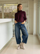 Diffusion by Kate Sweater One Size Josep Dip Back Sweater in Bordeaux