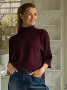 Diffusion by Kate Sweater One Size Josep Dip Back Sweater in Bordeaux