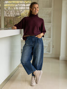 Diffusion by Kate Sweater One Size Josep Dip Back Sweater in Bordeaux