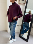 Diffusion by Kate Sweater One Size Josep Long Sleeve Knit Sweater In Burgundy