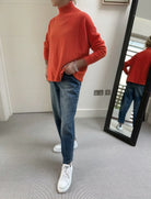 Diffusion by Kate Sweater One Size Josep Long Sleeve Knit Sweater In Burnt Orange