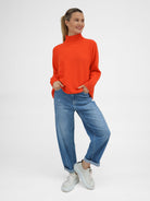 Diffusion by Kate Sweater One Size Josep Long Sleeve Knit Sweater In Burnt Orange