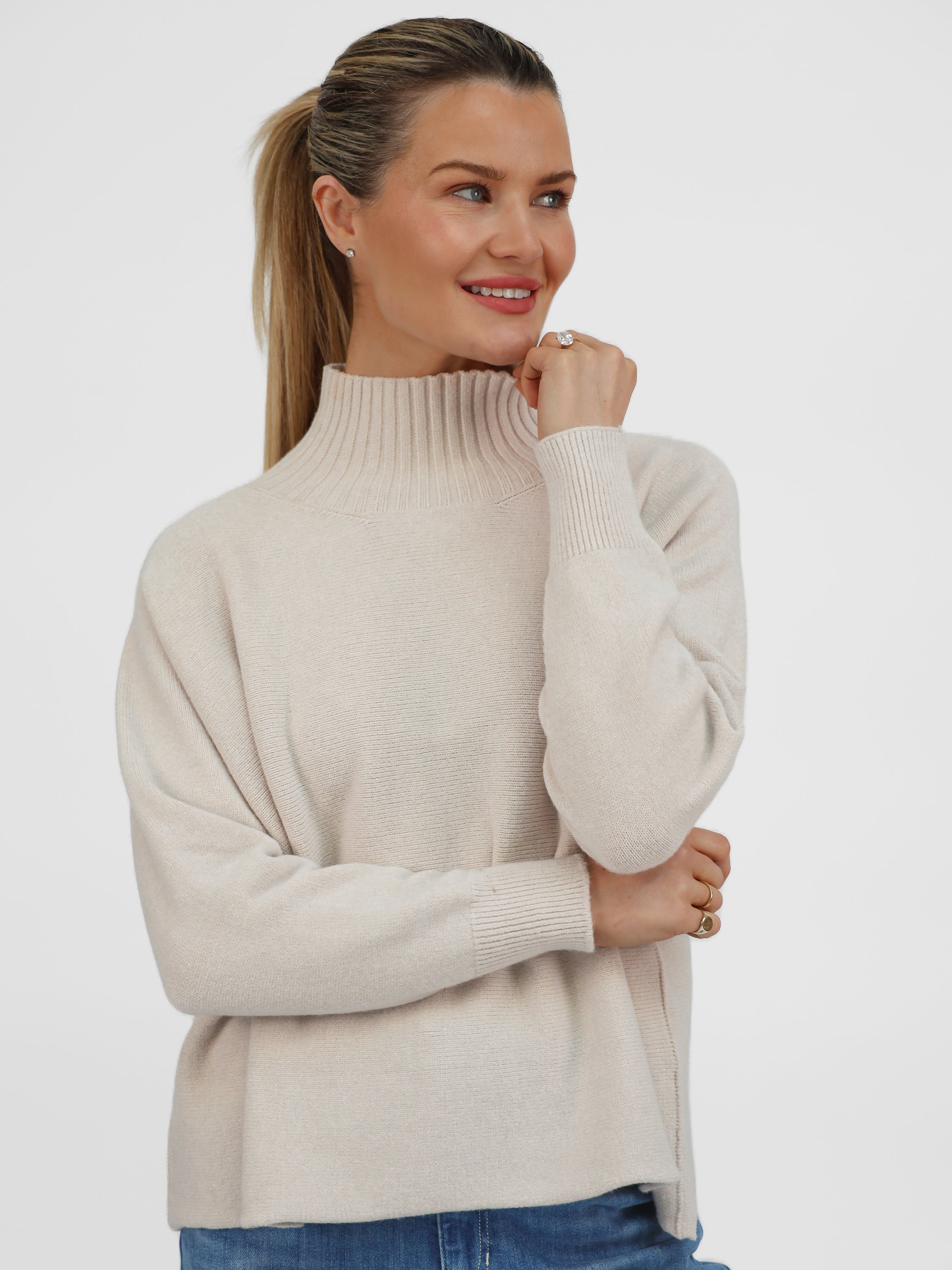 Diffusion by Kate Sweater One Size Josep Long Sleeve Sweater in Sand