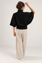 Diffusion by Kate Sweater Margot Pure Wool Cape Sweater in Black