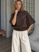 Diffusion by Kate Sweater Margot Pure Wool Cape Sweater in Chocolate Brown