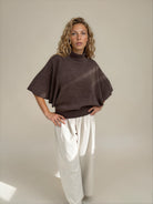 Diffusion by Kate Sweater Margot Pure Wool Cape Sweater in Chocolate Brown