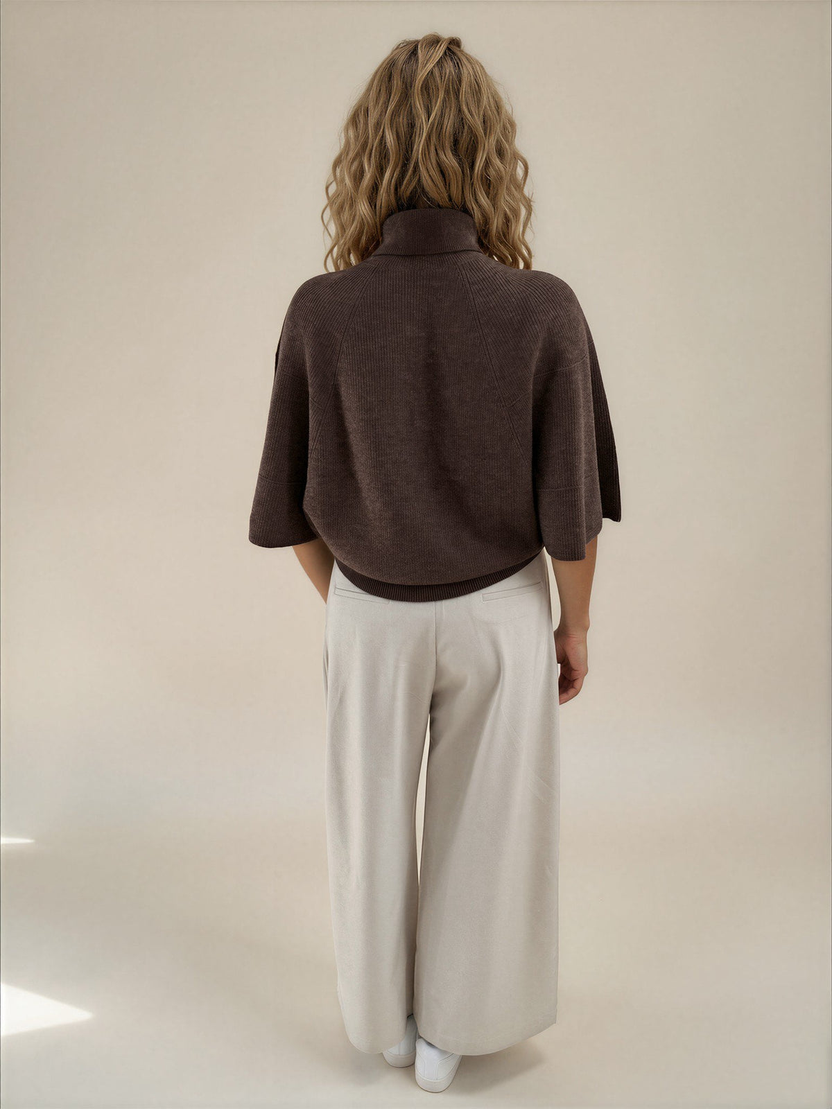 Diffusion by Kate Sweater Margot Pure Wool Cape Sweater in Chocolate Brown