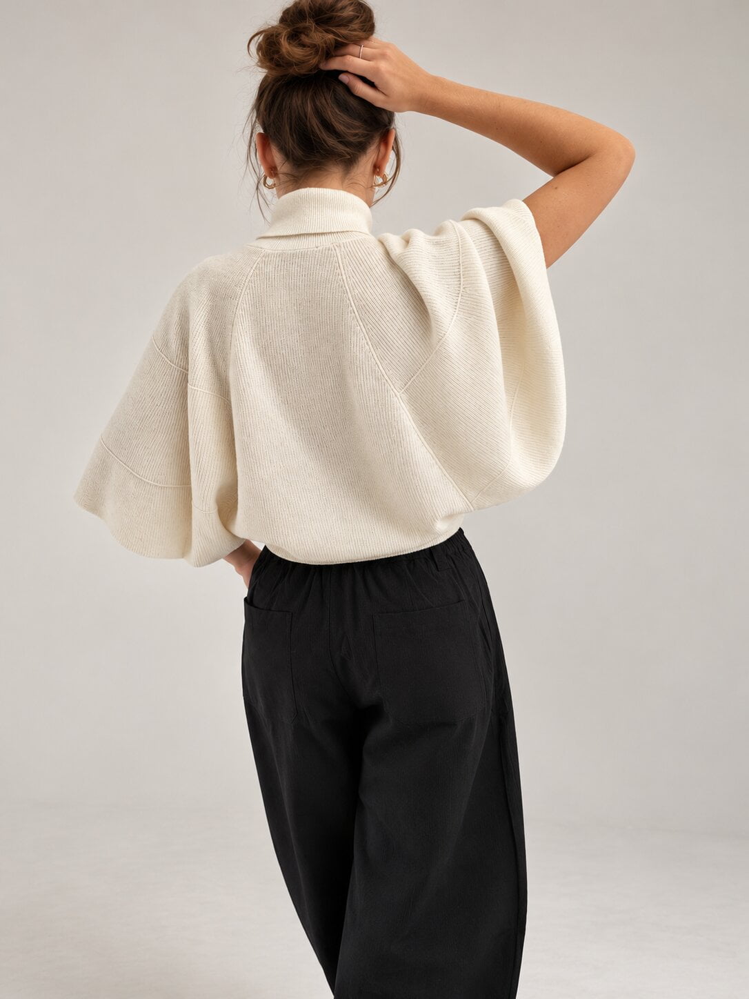 Diffusion by Kate Sweater Margot Pure Wool Cape Sweater in Cream