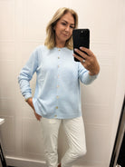 Diffusion by Kate Sweater One Size Pippa Cardigan in Baby Blue