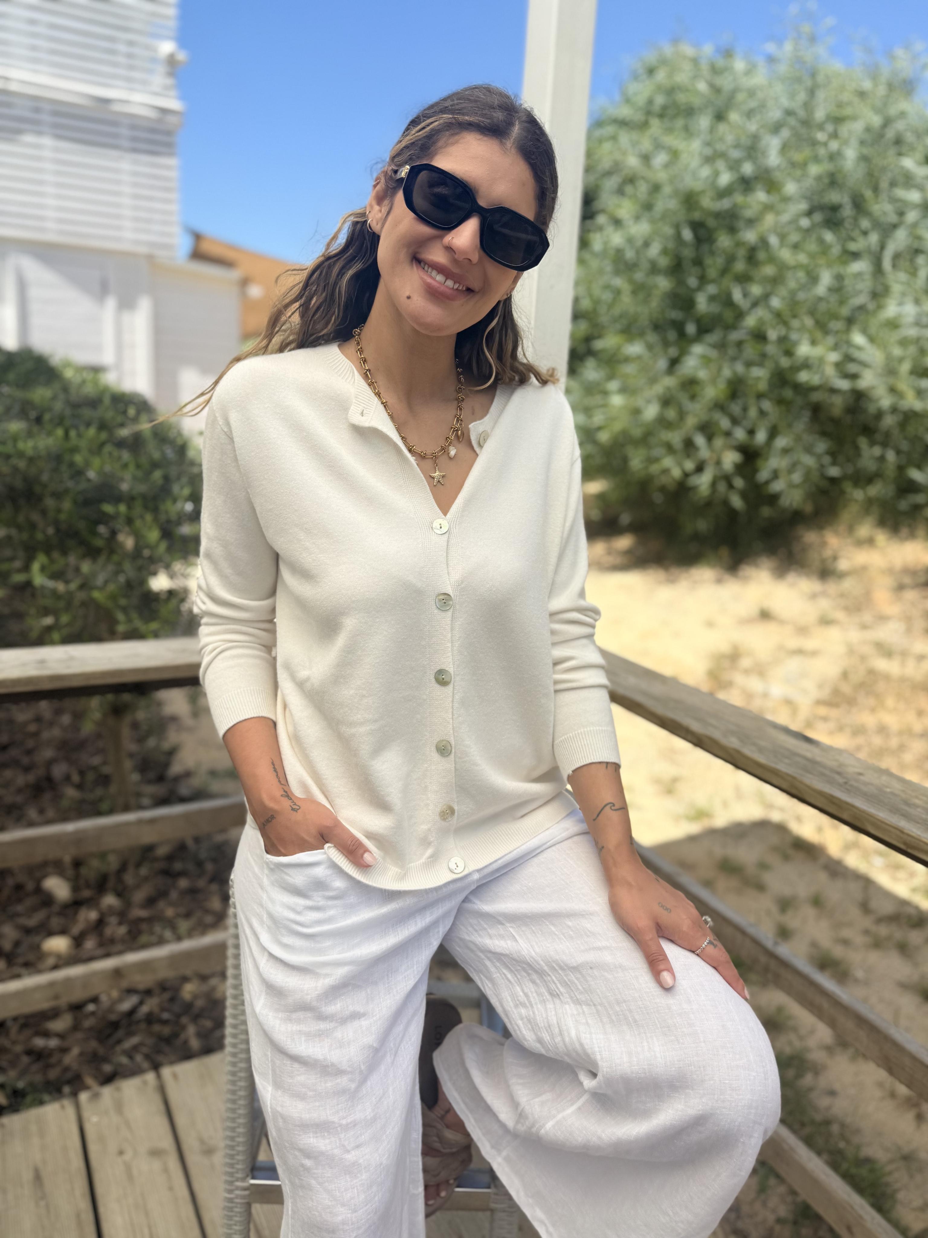 Diffusion by Kate Sweater One Size Pippa Cardigan in Soft Cream