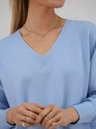 Diffusion by Kate Sweater One Size Sienna V-Neck Sweater in Sky Blue