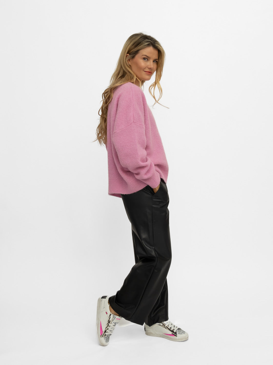 Diffusion by Kate Sweater One Size Stella Sweater in Baby Pink