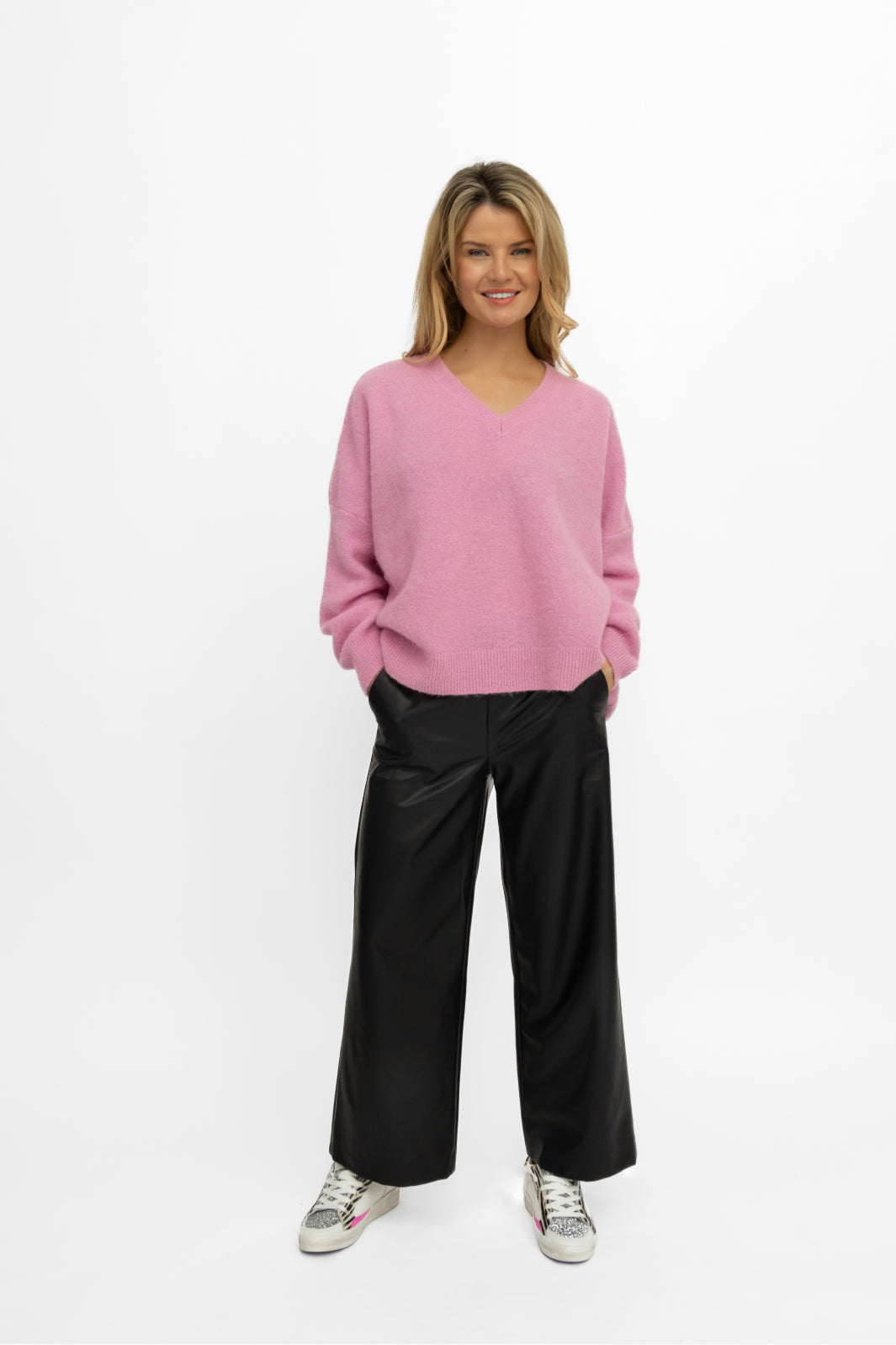 Diffusion by Kate Sweater One Size Stella Sweater in Baby Pink