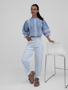 Diffusion By Kate Top Angela Cotton Top In Blue And White