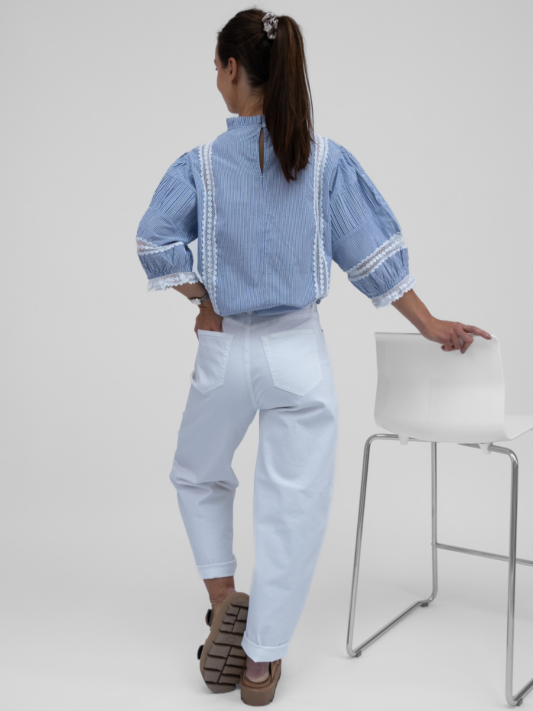 Diffusion By Kate Top Angela Cotton Top In Blue And White
