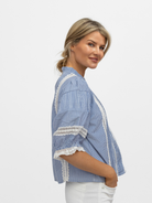 Diffusion By Kate Top Angela Cotton Top In Blue And White