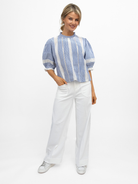 Diffusion By Kate Top Angela Cotton Top In Blue And White