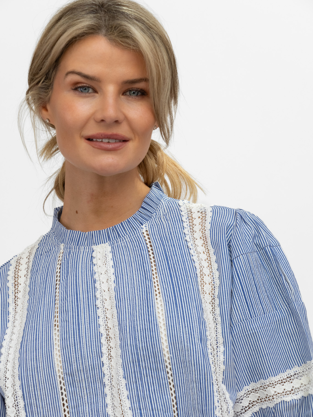 Diffusion By Kate Top Angela Cotton Top In Blue And White