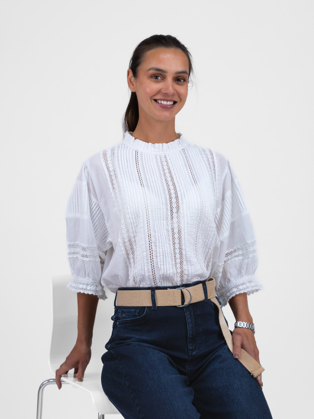 Diffusion By Kate Top Angela Cotton Top In White