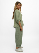 Diffusion By Kate Top One Size Chloe Linen Shirt In Khaki