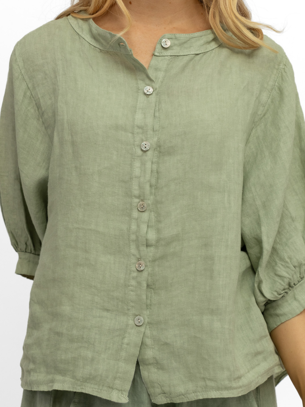 Diffusion By Kate Top One Size Chloe Linen Shirt In Khaki