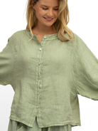 Diffusion By Kate Top One Size Chloe Linen Shirt In Khaki