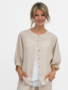 Diffusion By Kate Top One Size Chloe Linen Shirt In Sand